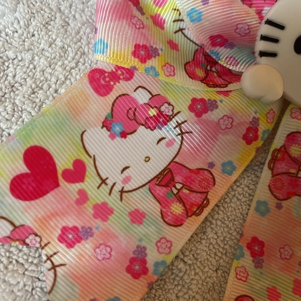 Colorful Kitty Hair Bow pink red green NWT